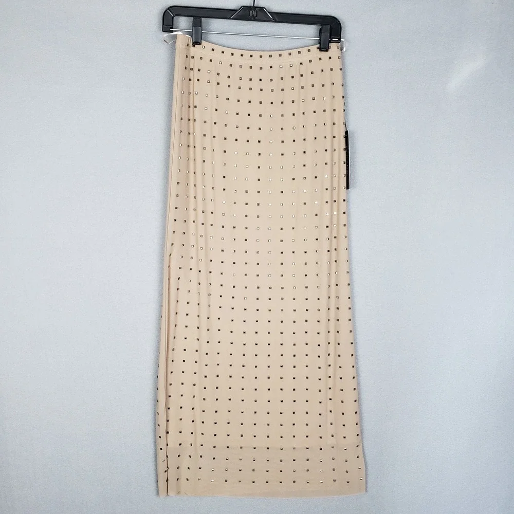 Emerson Lang Size S Studded Maxi Skirt Tan Embellished Indie Sleaze Festival NWT